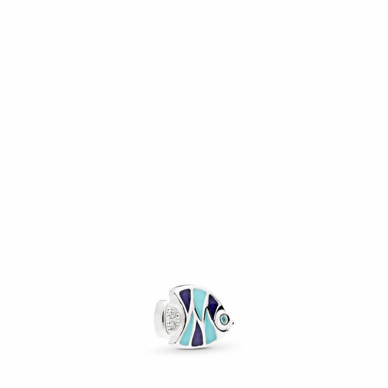 Pandora Tropical Fish Petite Locket Charm - Sterling Silver/Enamel/Blue/Cubic Zirconia - Canada | JG